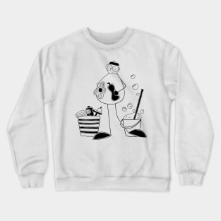 Cleaning Doodle Lineart Crewneck Sweatshirt